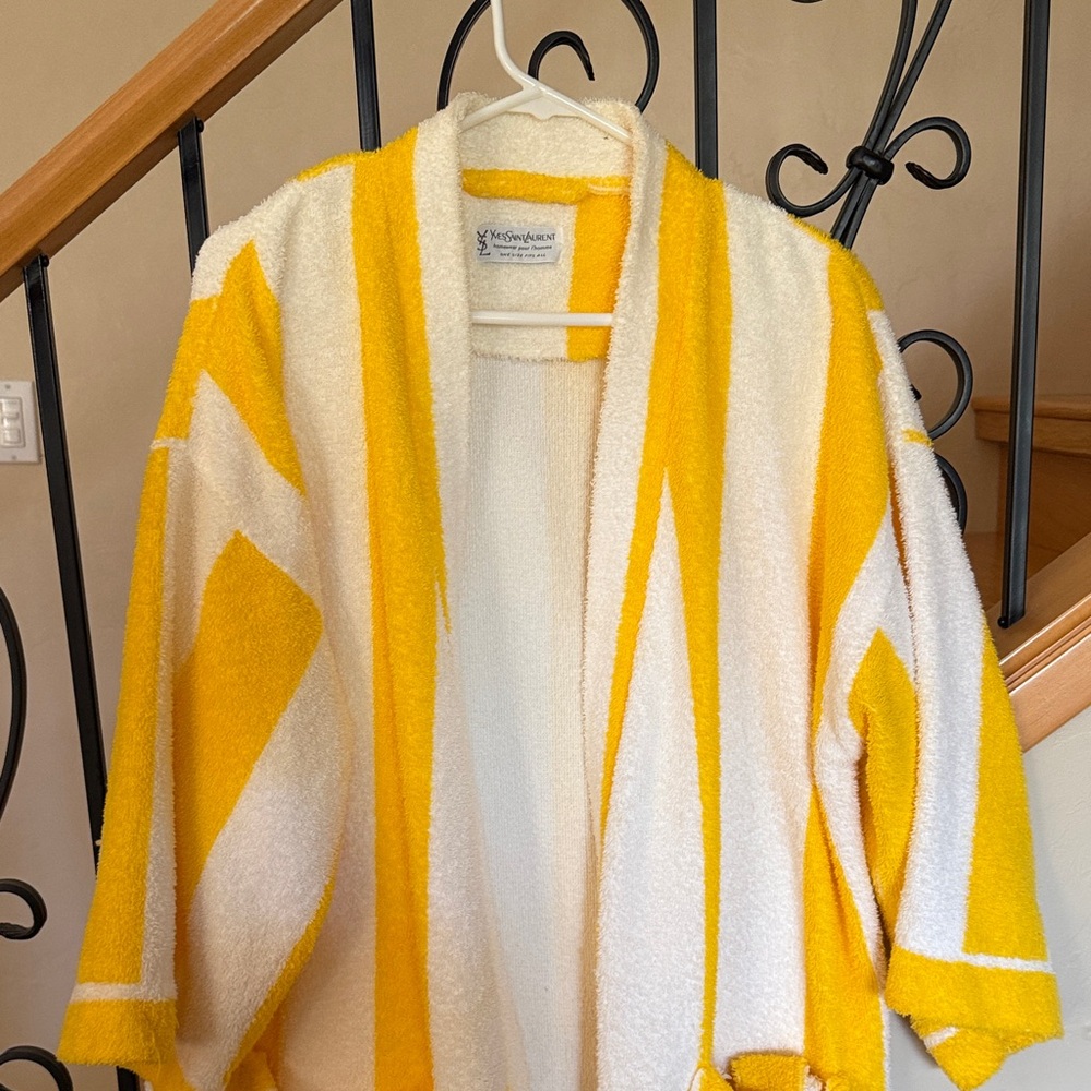 YSL Yellow and White Striped Cardigan